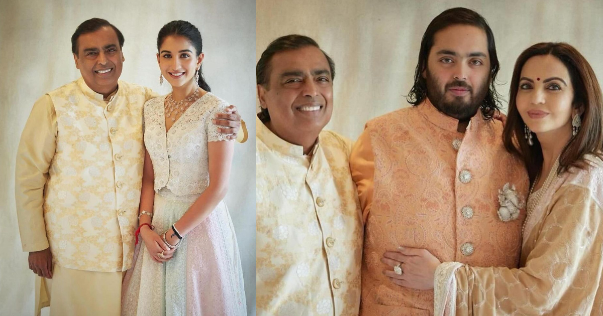 Radhika Merchant Twins With Mukesh, Nita Ambani In Ivory Hued Attire For Pre-Wedding Function Day 2