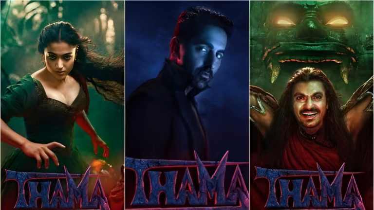 Thama posters out: Ayushmann Khurrana’s dark gaze, Rashmika Mandanna’s power-packed look, and Nawazuddin Siddiqui’s chilling smile revealed!