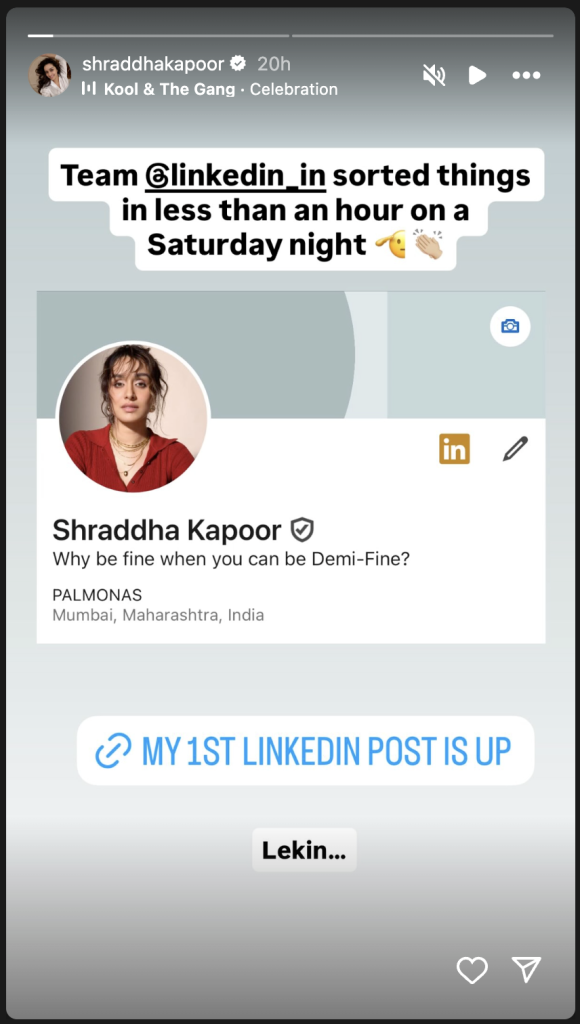 Shraddha Kapoor’s LinkedIn Glitch: From Bollywood Star to Entrepreneur
