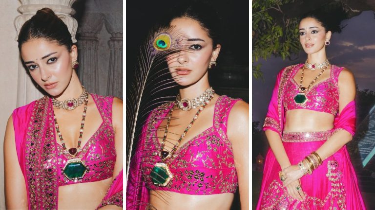 Ananya Panday Turns Heads in Fuchsia Pink Lehenga for Punit Balana’s Show in Jaipur