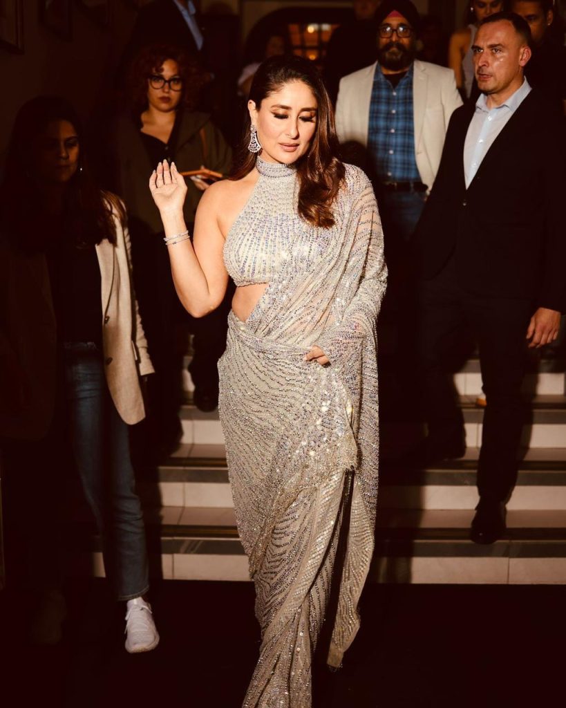 Kareena Kapoor Shines in Silver Manish Malhotra Sari