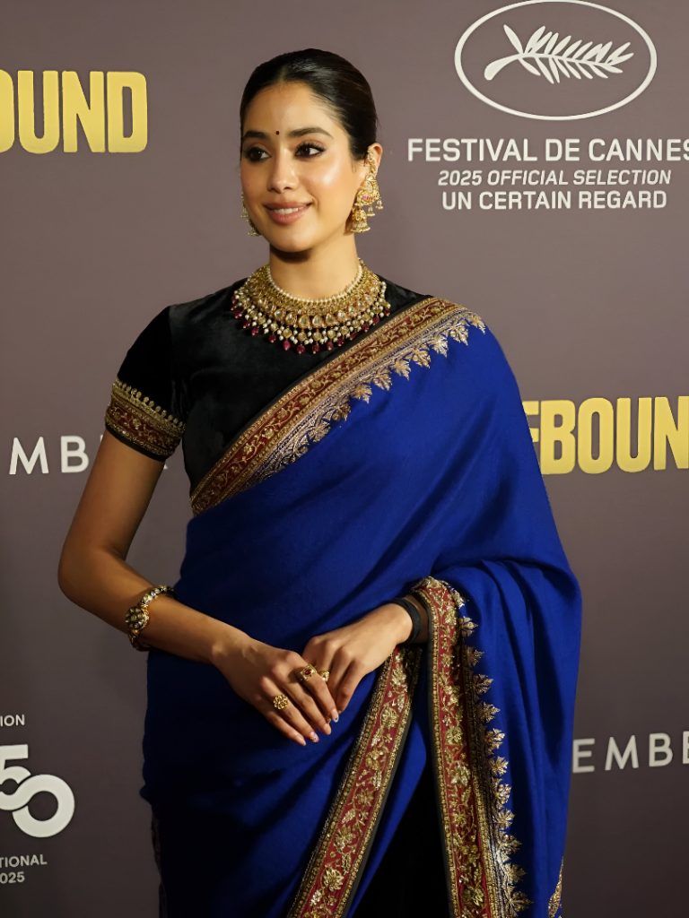 Janhvi Kapoor Wears Sridevi’s Sari at Homebound Premiere
